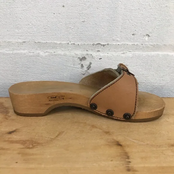 Vintage Dr Scholl Womens Size 6 Wooden Shoes - Picture 7 of 12